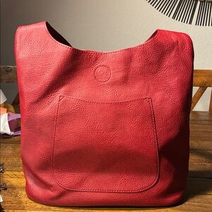 Chic Burgundy Leather Hobo Bag